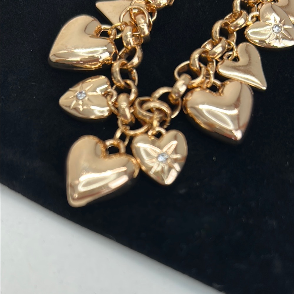 Persimmon Gold Heart Charm Necklace with rhinestones NWT! - Picture 2 of 10